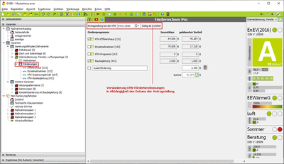 Maske Förderrechner Pro - Versionierung der KfW-Förderbestimmungen