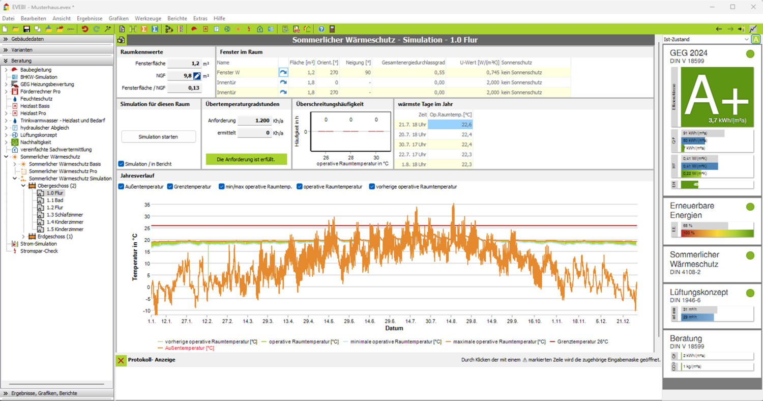 EVEBI - Sommerlicher Wärmeschutz Simulation
