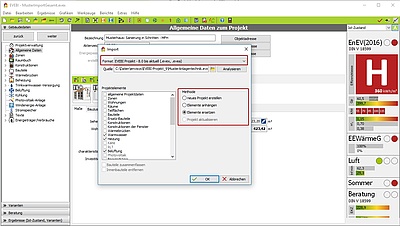 Import Anlagentechnik in das geöffnete Projekt