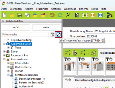 Knoten im Gebäude-Explorer ein-/ausblenden