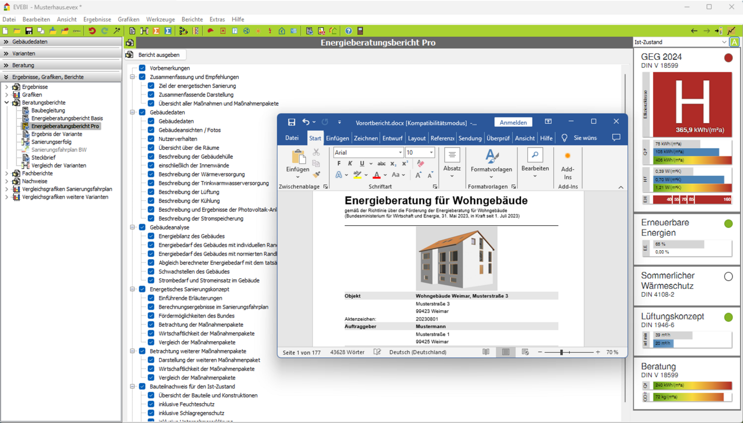 EVEBI Energieberatersoftware - Vor-Ort-Beratungsbericht