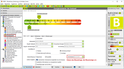 Energieausweismaske - Datum zum Rechtsstand