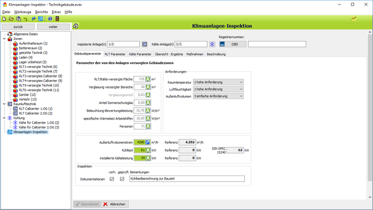 Klimaanlagen-Inspektor: Daten zum Gebäude