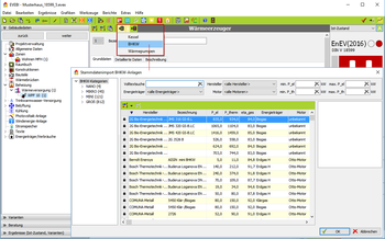 Auswahl BHKW aus Kesseldatenbank