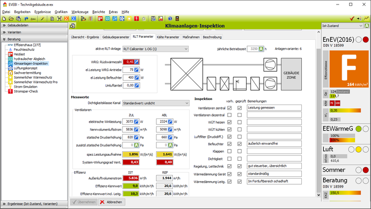 EVEBI Energieberatersoftware - Klimaanlageninpektion - RLT