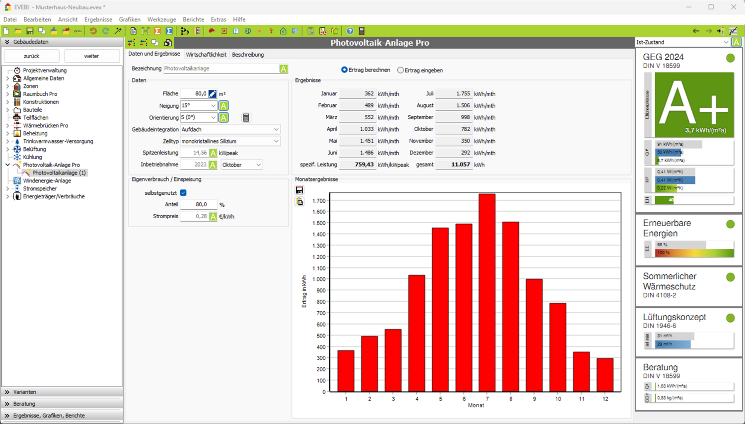 EVEBI Energieberatersoftware - PV berechnen