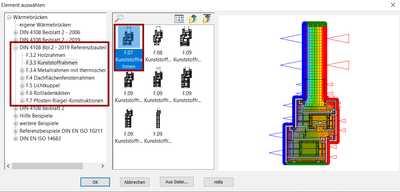 ThermCAD 4: Katalog DIN 4108 Bbl.2