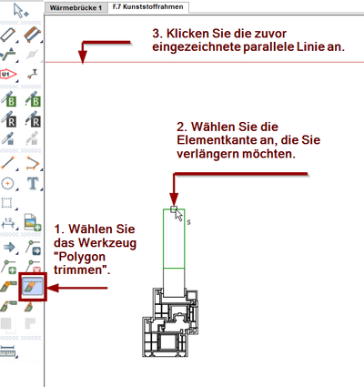 ThermCAD 4: Referenzbauteil - Polygon trimmen