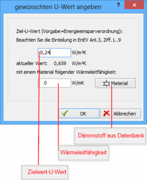 ENVISYS: Dämmdicke nach Ziel-U-Wert berechnen