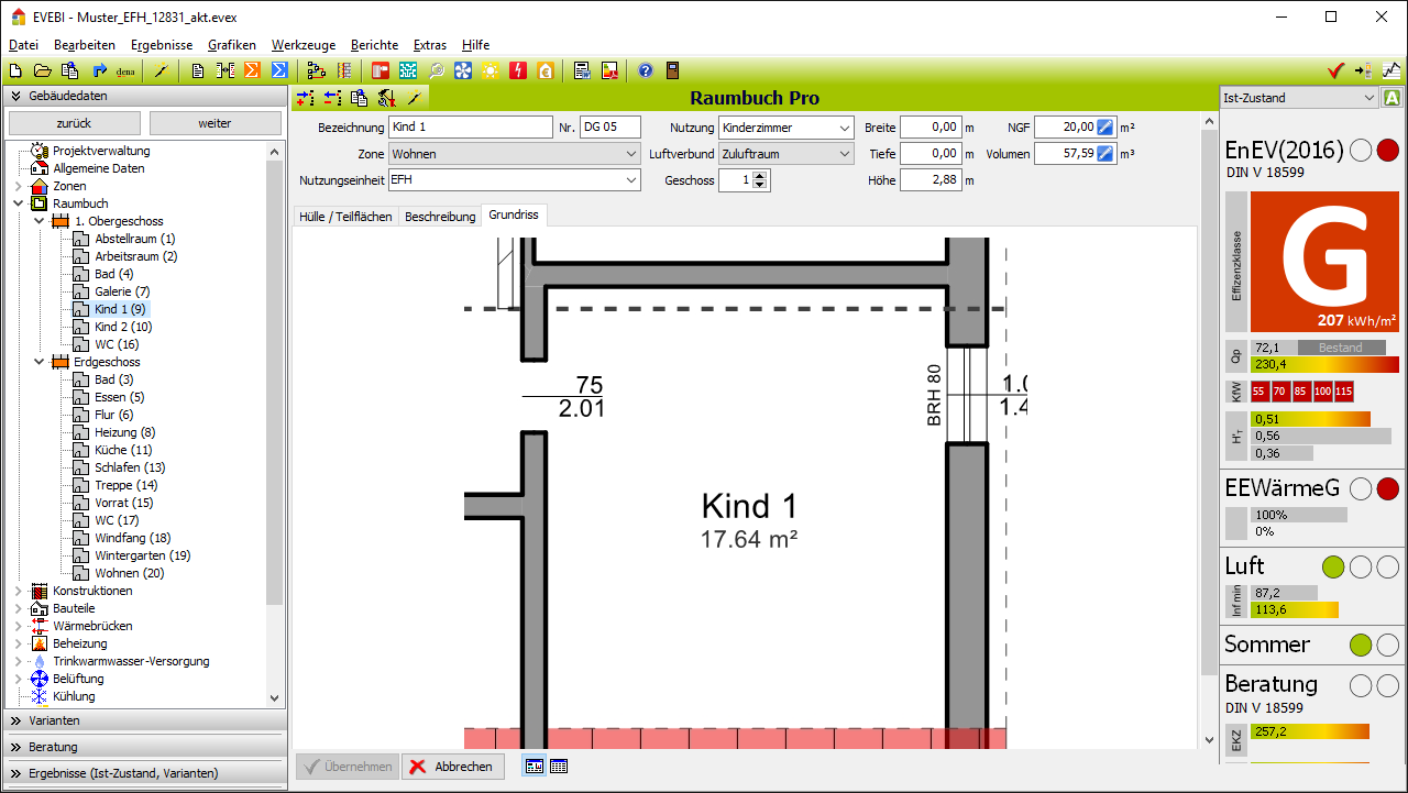 EVEBI Energieberatersoftware - Raumerfassung - CAD-Import, IFC