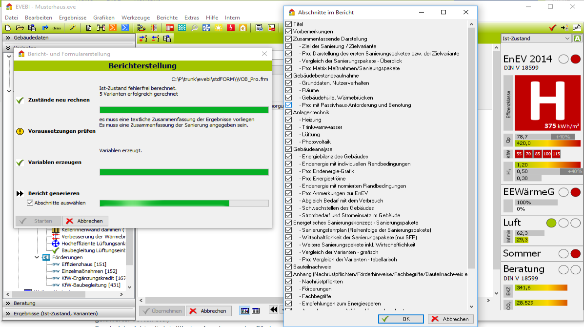 EVEBI Energieberatersoftware - Vor-Ort-Beratungsbericht
