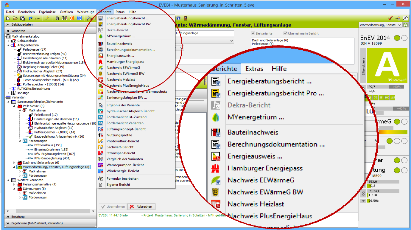 EVEBI Energieberatersoftware - Berichte