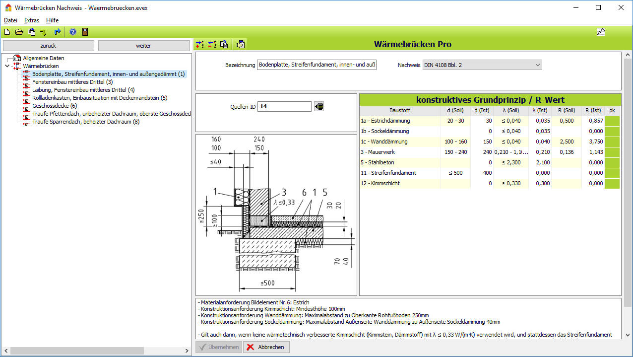 Wärmebrücken-Nachweis - Gleichwertigkeitsnachweis nach DIN V 4108 Bbl. 2